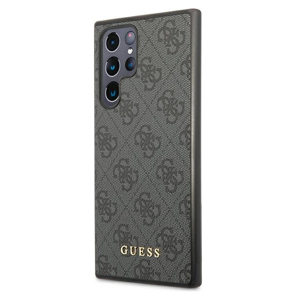 Guess GUHCS22LG4GFGR S22 Ultra S908 szary/grey hard case 4G Metal Gold Logoeng