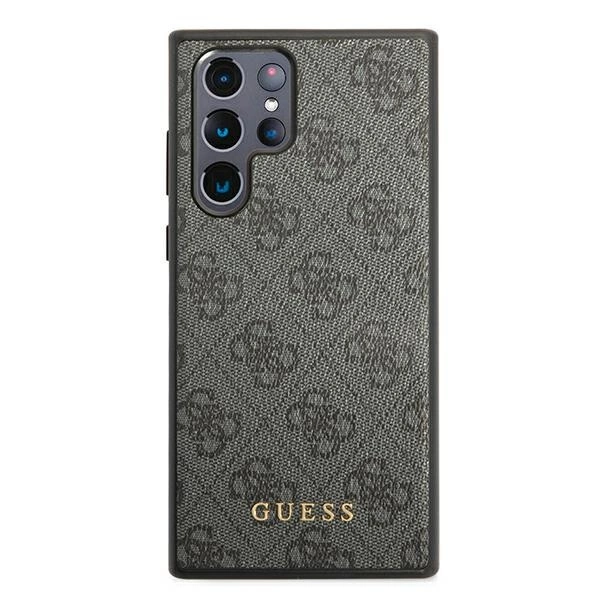 Guess GUHCS22LG4GFGR S22 Ultra S908 szary/grey hard case 4G Metal Gold Logoeng