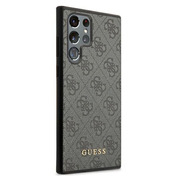 Guess GUHCS22LG4GFGR S22 Ultra S908 szary/grey hard case 4G Metal Gold Logoeng