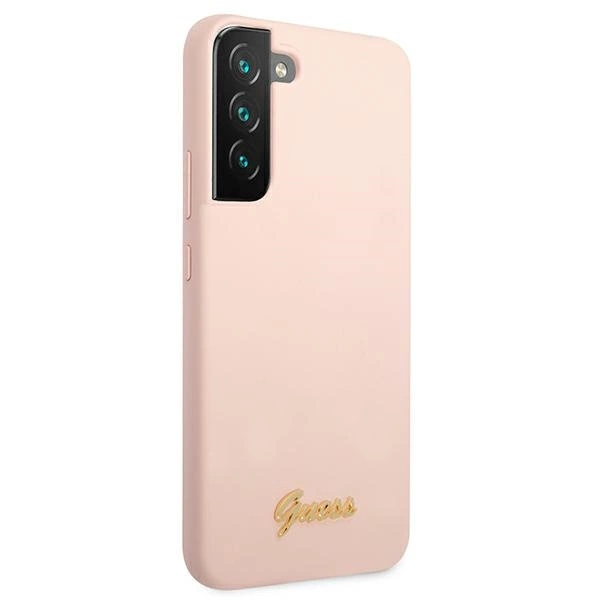 Guess GUHCS22MLSLMGPP S22+ S906 pink/pink hardcase Silicone Script Metal Logoeng