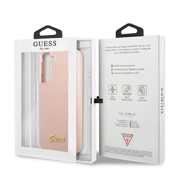 Guess GUHCS22MLSLMGPP S22+ S906 pink/pink hardcase Silicone Script Metal Logoeng