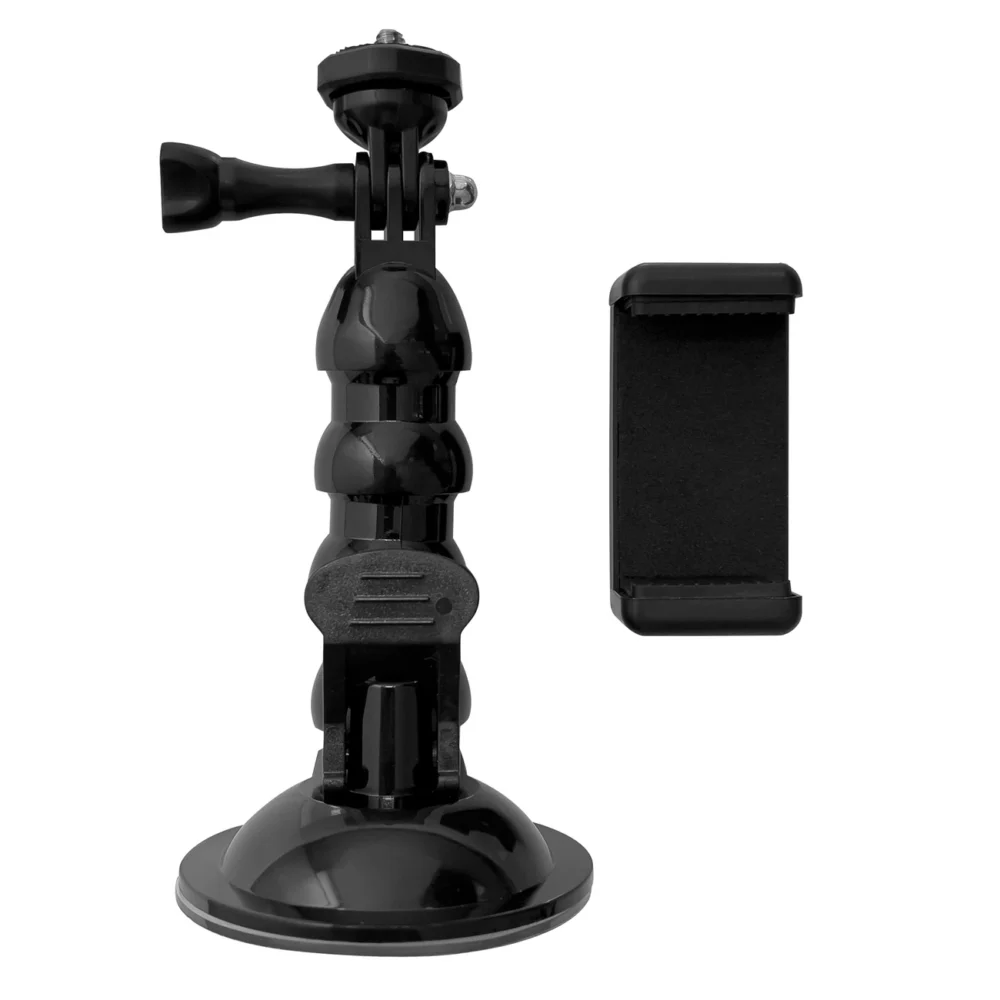 Suction Cup Holder for GoPro, DJI, Insta360, SJCam, Eken + Smartphone Adapter - Blackeng