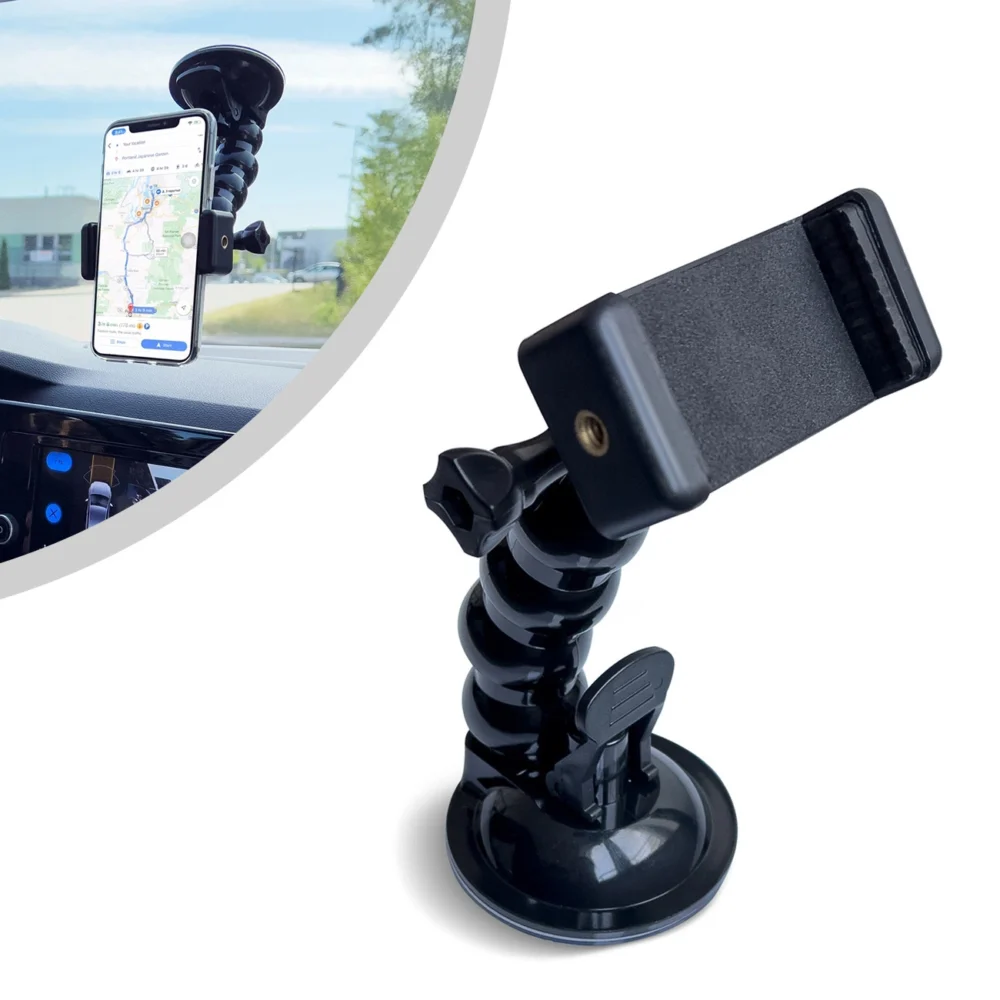 Suction Cup Holder for GoPro, DJI, Insta360, SJCam, Eken + Smartphone Adapter - Blackeng