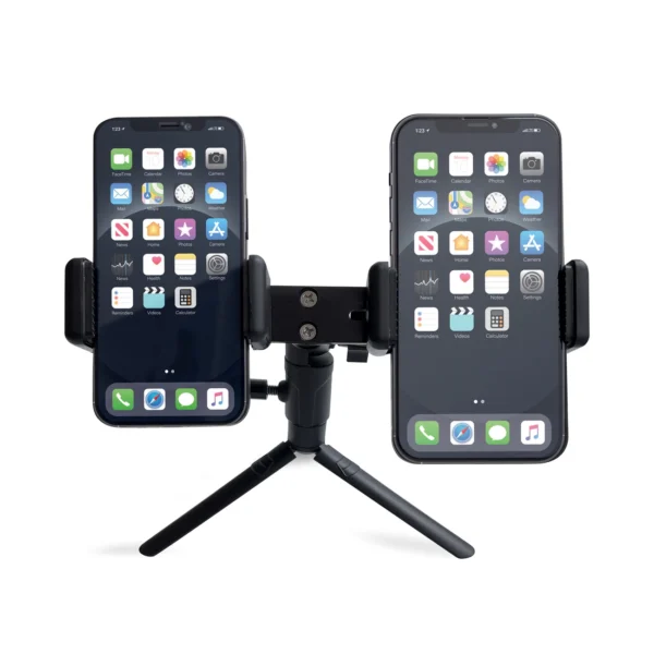 Dual adjustable smartphone holder with tripod black (E-type live dual camera)eng