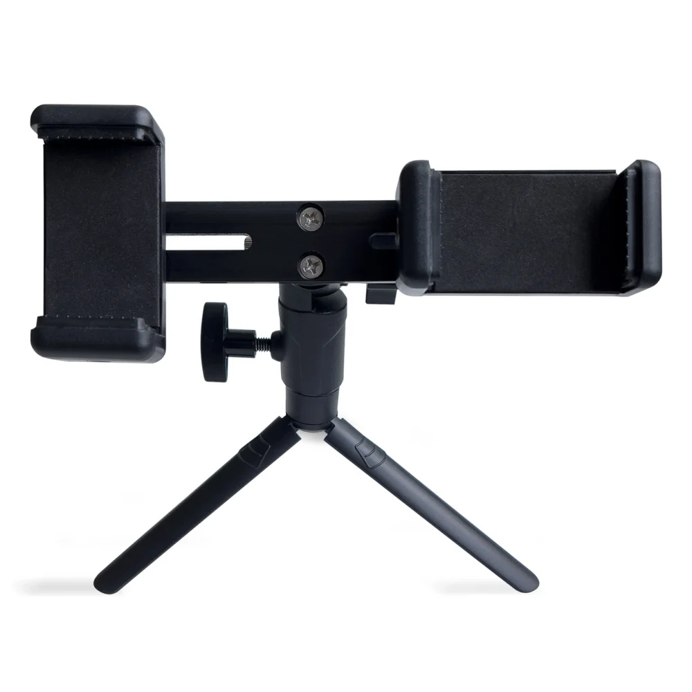 Dual adjustable smartphone holder with tripod black (E-type live dual camera)eng