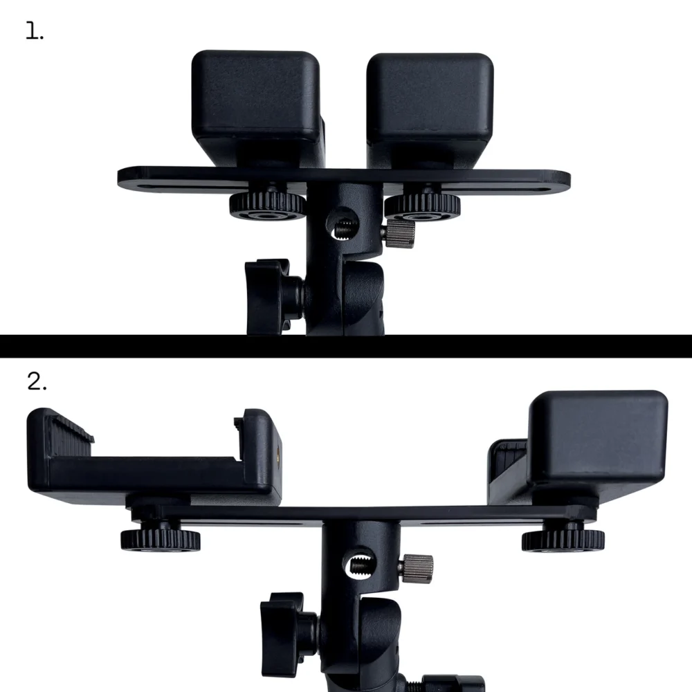 Dual adjustable smartphone holder with tripod black (E-type live dual camera)eng