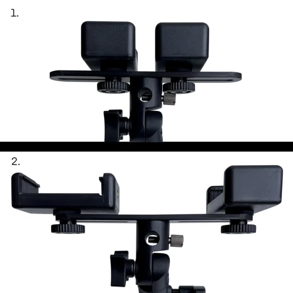 Dual adjustable smartphone holder with tripod black (E-type live dual camera)eng