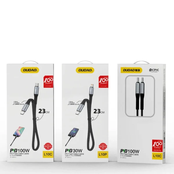 Dudao L10P Lightning - USB-C PD 20W cable 0.23m - blackeng