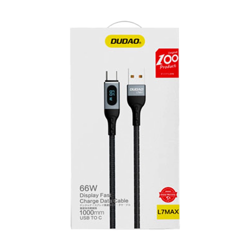 Dudao L7Max USB Cable - USB Type C Fast Charging PD 66W 1m with Display - Blackeng