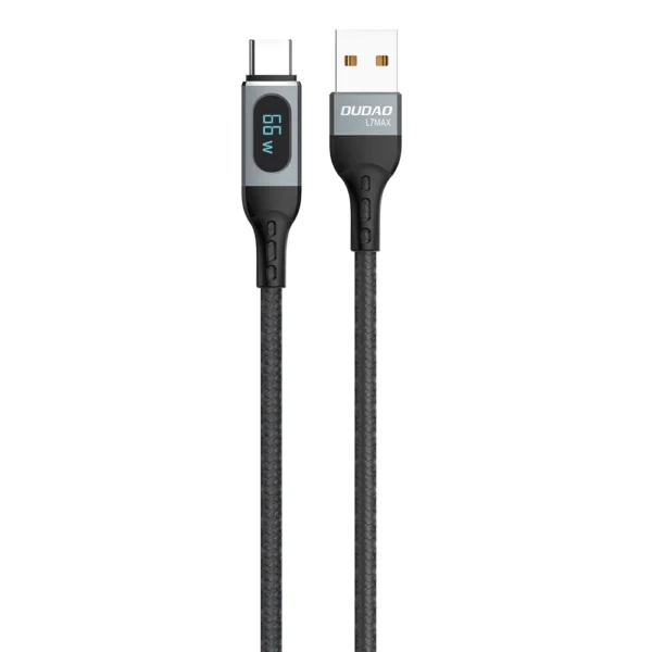 Dudao L7Max USB Cable - USB Type C Fast Charging PD 66W 1m with Display - Blackeng