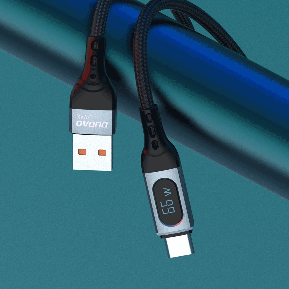 Dudao L7Max USB Cable - USB Type C Fast Charging PD 66W 1m with Display - Blackeng