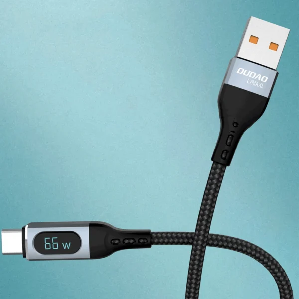 Dudao L7Max USB Cable - USB Type C Fast Charging PD 66W 1m with Display - Blackeng