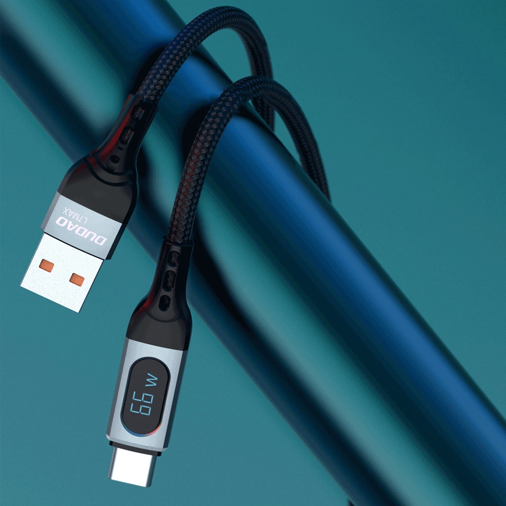 Dudao L7Max USB Cable - USB Type C Fast Charging PD 66W 1m with Display - Blackeng