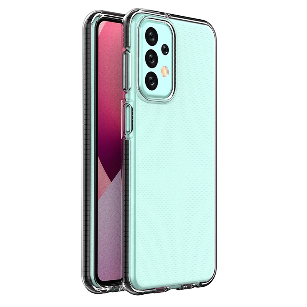 Spring Case case for Samsung Galaxy A23 silicone cover with frame blackeng