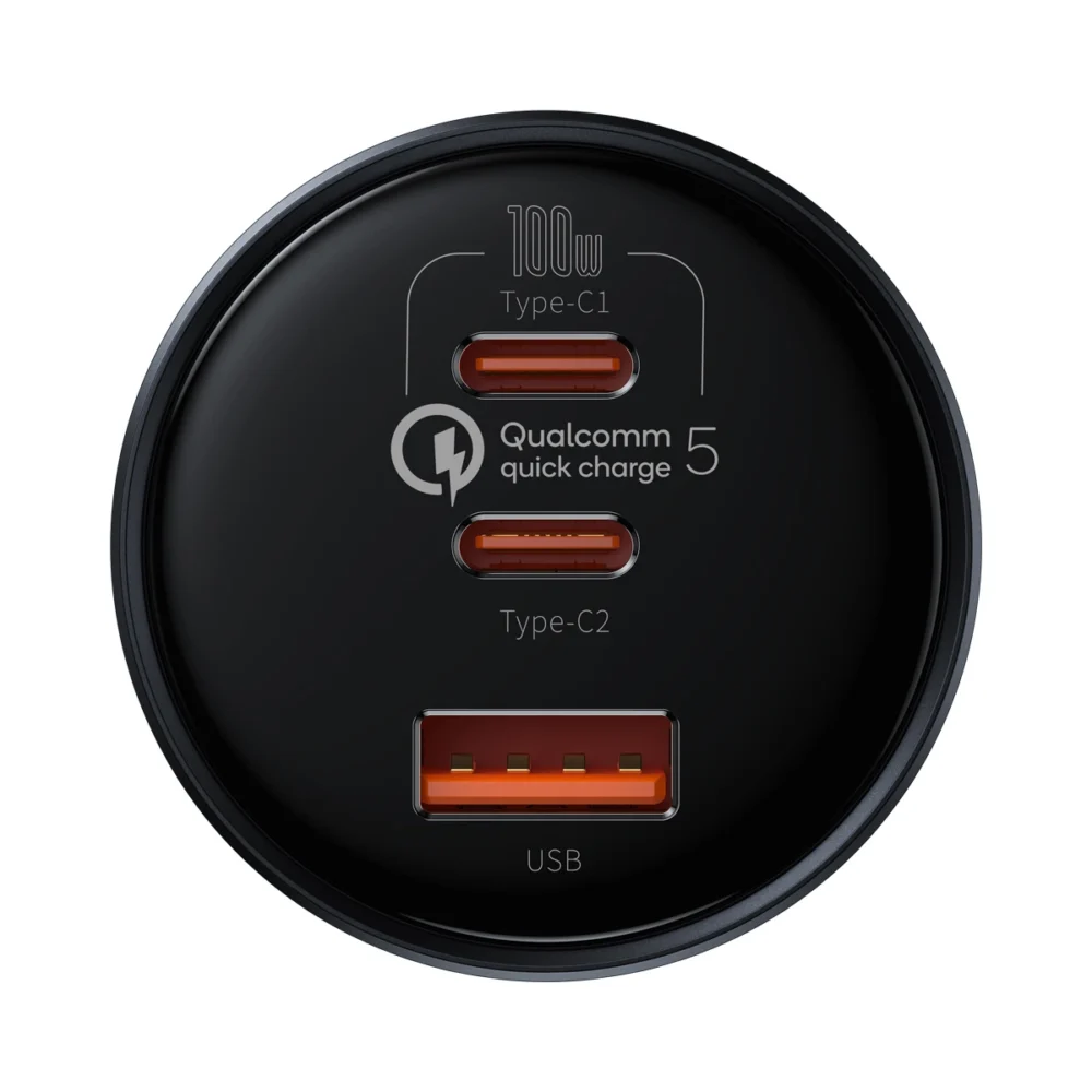 Baseus TZCCZM-0G USB-A / USB-C car charger 160W PPS / QC 5 / PD - grayeng