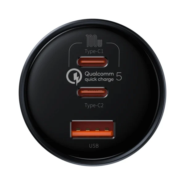 Baseus TZCCZM-0G USB-A / USB-C car charger 160W PPS / QC 5 / PD - grayeng