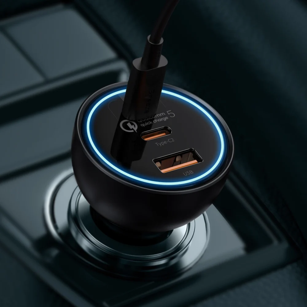 Baseus TZCCZM-0G USB-A / USB-C car charger 160W PPS / QC 5 / PD - grayeng