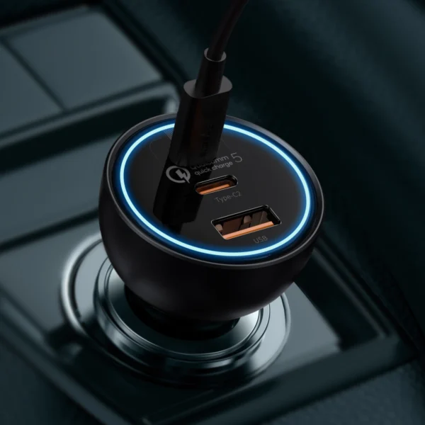 Baseus TZCCZM-0G USB-A / USB-C car charger 160W PPS / QC 5 / PD - grayeng