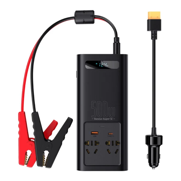 Baseus car power inverter 150W 12V / 500W 220V (EU and CN plug) black (CGNB000101)eng