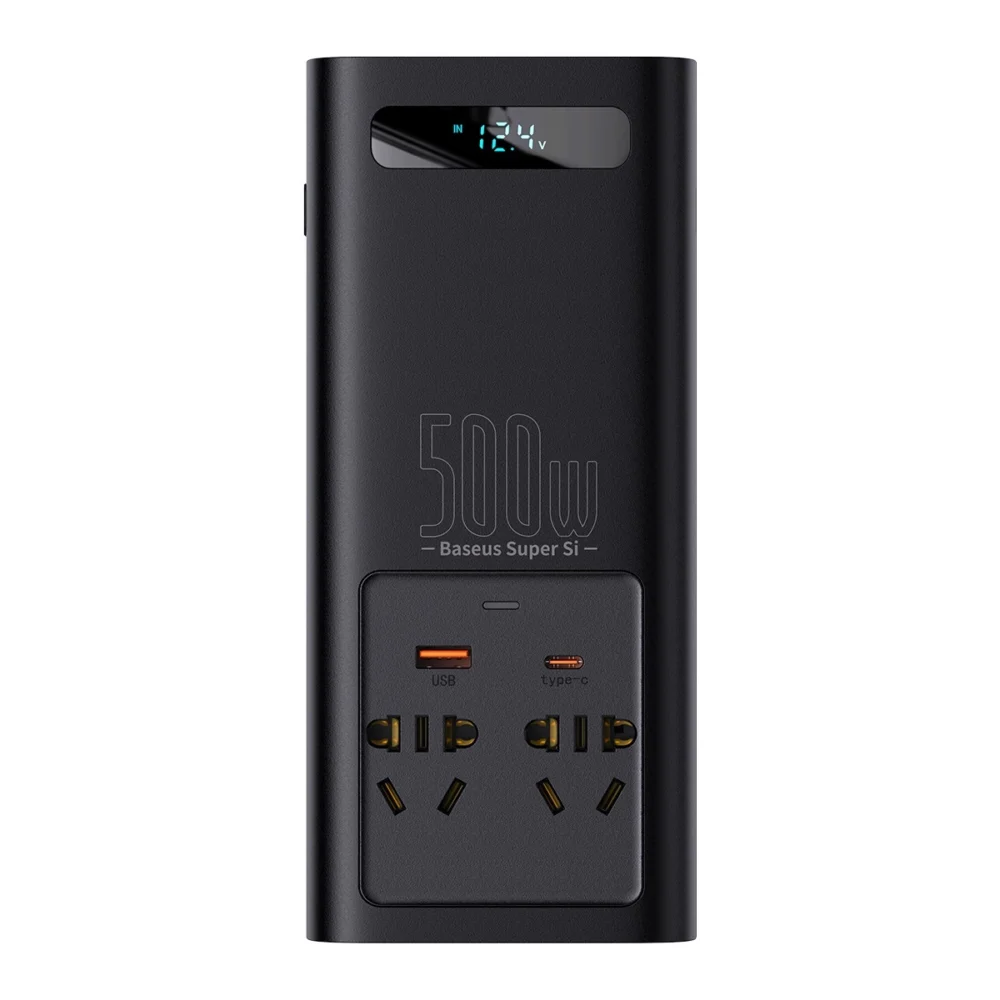 Baseus car power inverter 150W 12V / 500W 220V (EU and CN plug) black (CGNB000101)eng