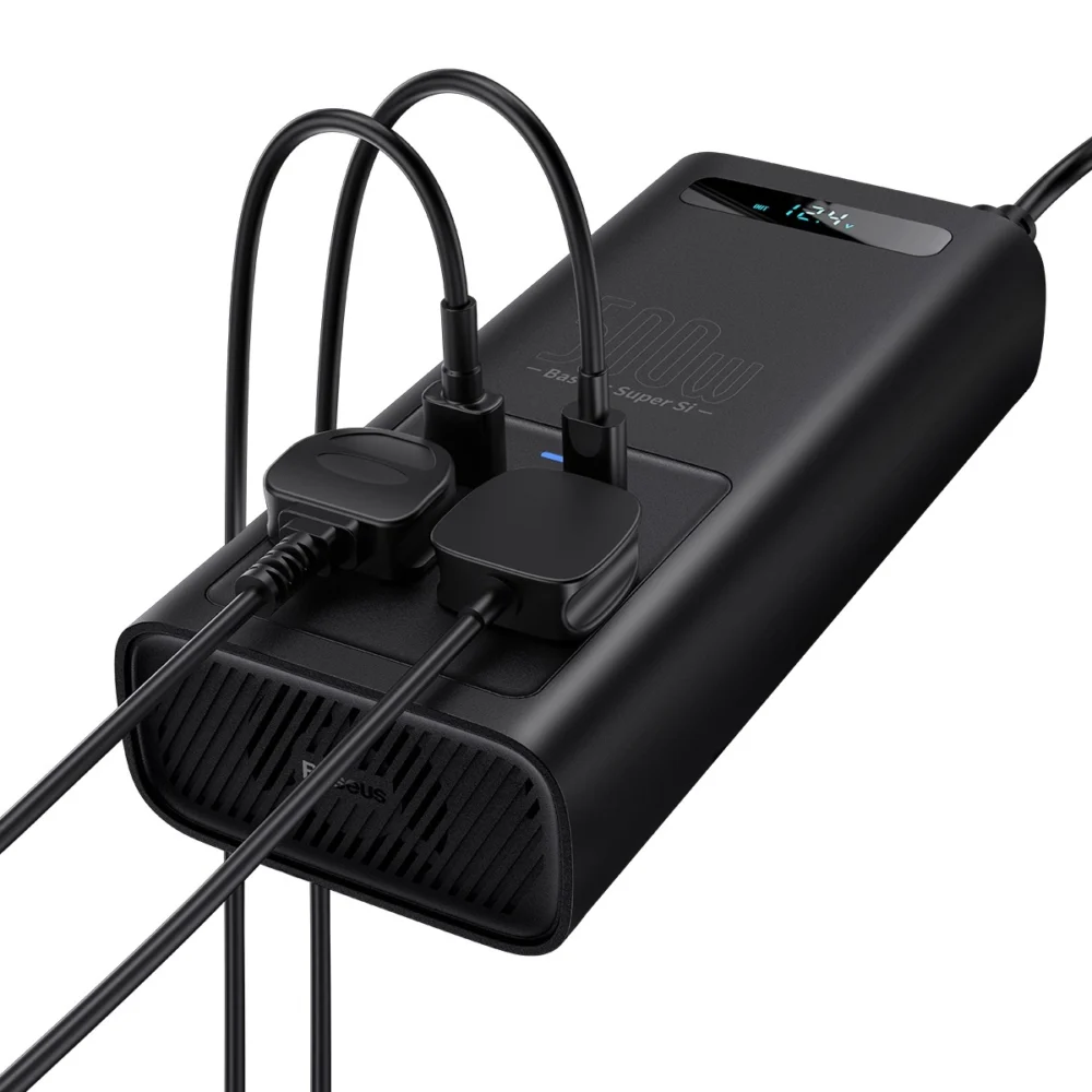 Baseus car power inverter 150W 12V / 500W 220V (EU and CN plug) black (CGNB000101)eng
