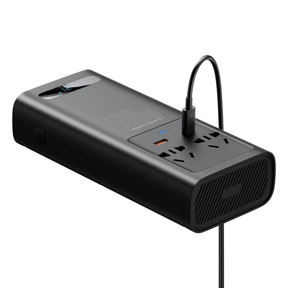 Baseus car power inverter 150W 12V / 500W 220V (EU and CN plug) black (CGNB000101)eng