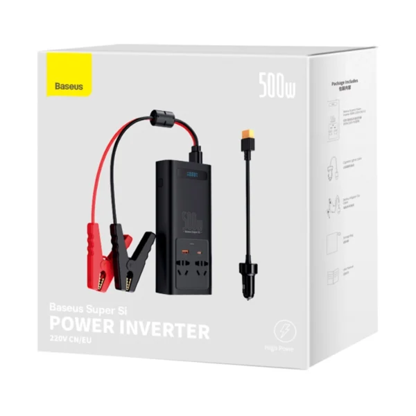 Baseus car power inverter 150W 12V / 500W 220V (EU and CN plug) black (CGNB000101)eng