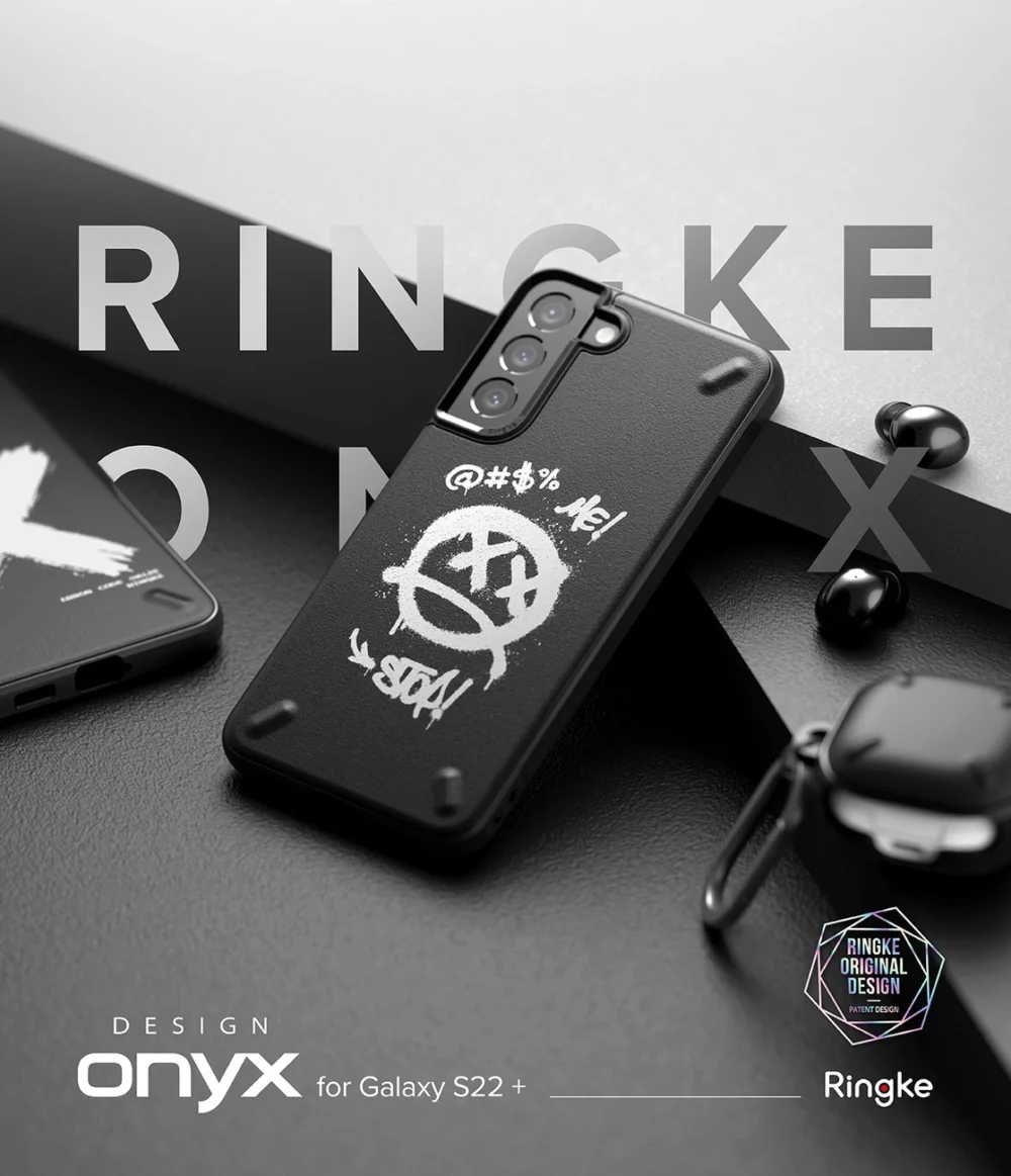 Ringke Onyx Design Durable TPU Cover for Samsung Galaxy S22 + (S22 Plus) black (Graffiti) ()eng