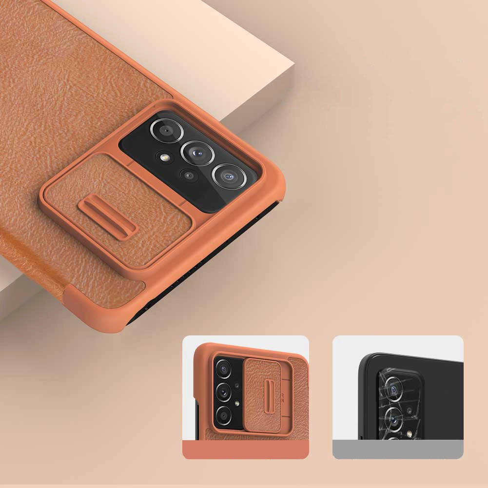 Nillkin Qin leather holster case for Samsung Galaxy A73 browneng