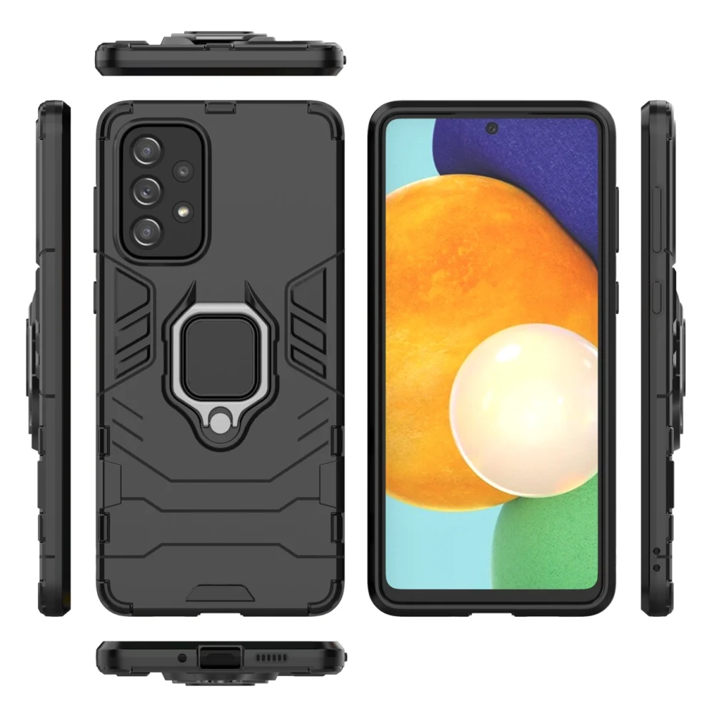 Ring Armor tough hybrid case cover + magnetic holder for Samsung Galaxy A73 blackeng