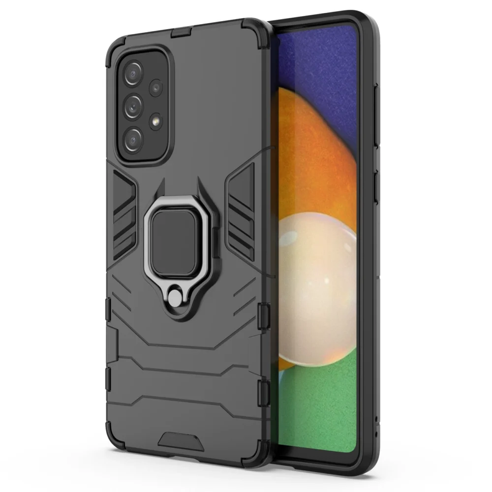 Ring Armor tough hybrid case cover + magnetic holder for Samsung Galaxy A73 blackeng