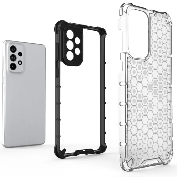Honeycomb case armored cover with a gel frame for Samsung Galaxy A73 blackeng