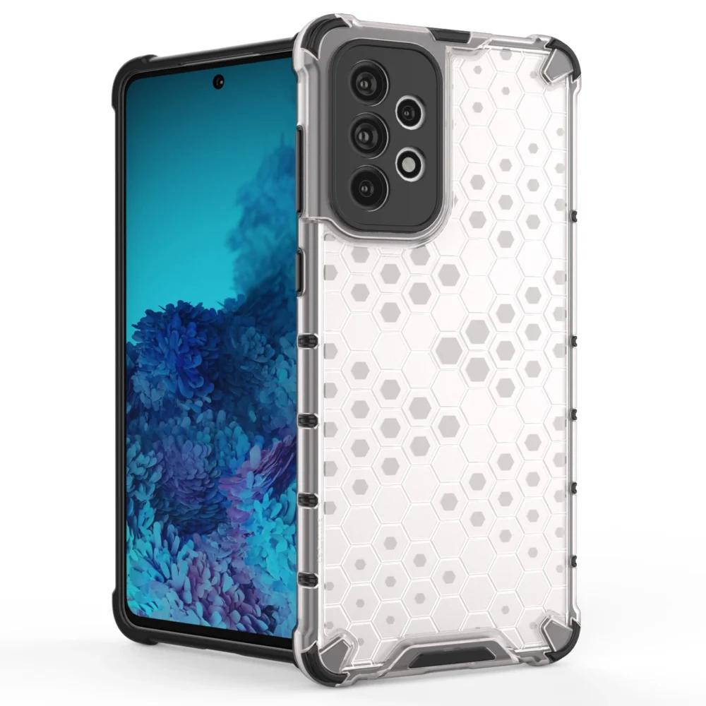 Honeycomb case armored cover with a gel frame for Samsung Galaxy A73 transparenteng