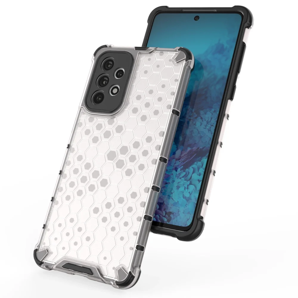 Honeycomb case armored cover with a gel frame for Samsung Galaxy A73 transparenteng