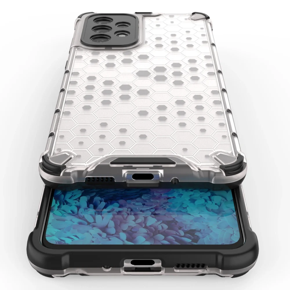 Honeycomb case armored cover with a gel frame for Samsung Galaxy A73 transparenteng