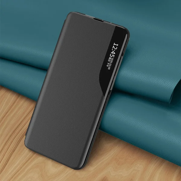 Eco Leather View Case Elegant flip cover case with stand function for Xiaomi Redmi Note 11S / Note 11 blackeng