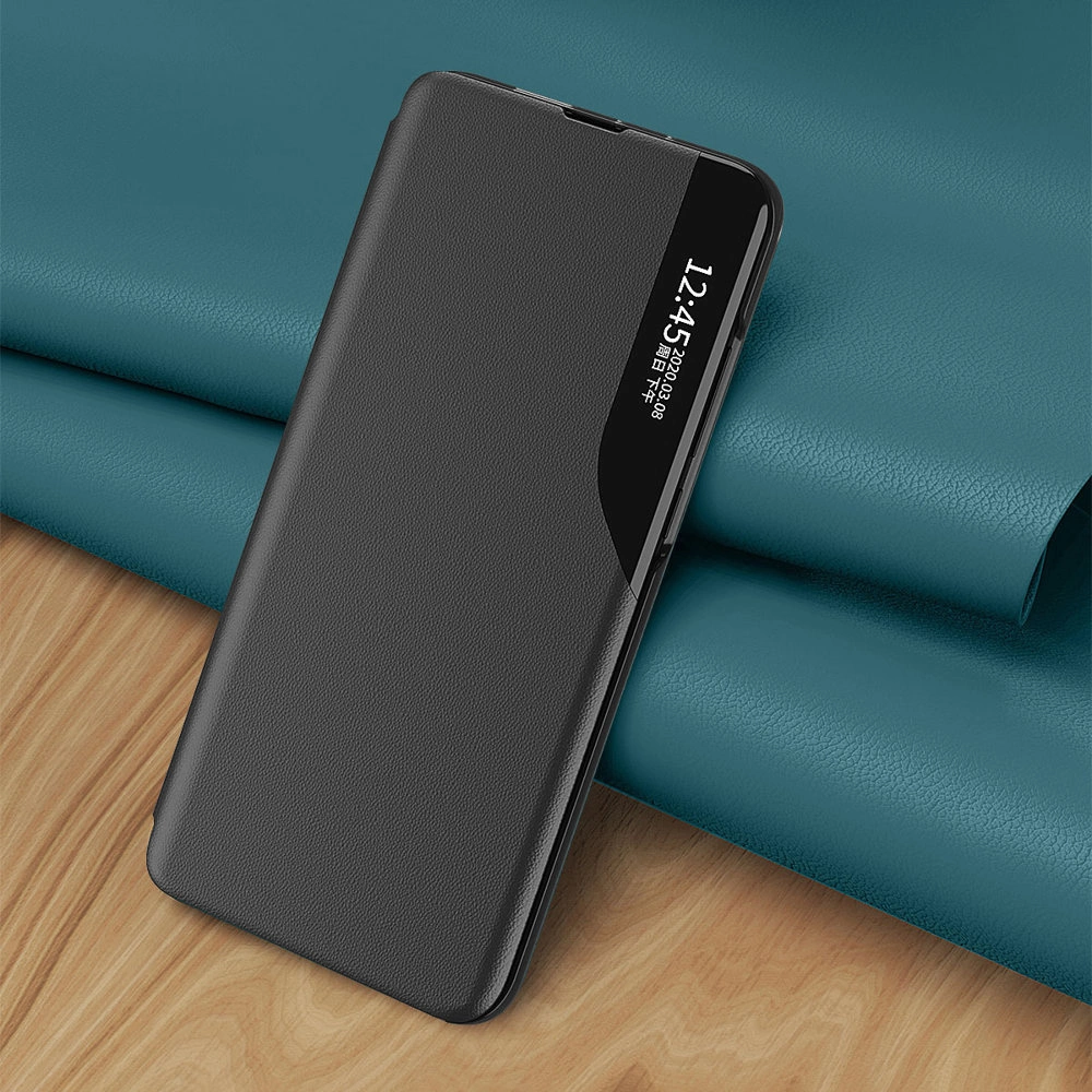 Eco Leather View Case Elegant flip cover case with stand function for Xiaomi Redmi Note 11S / Note 11 blackeng