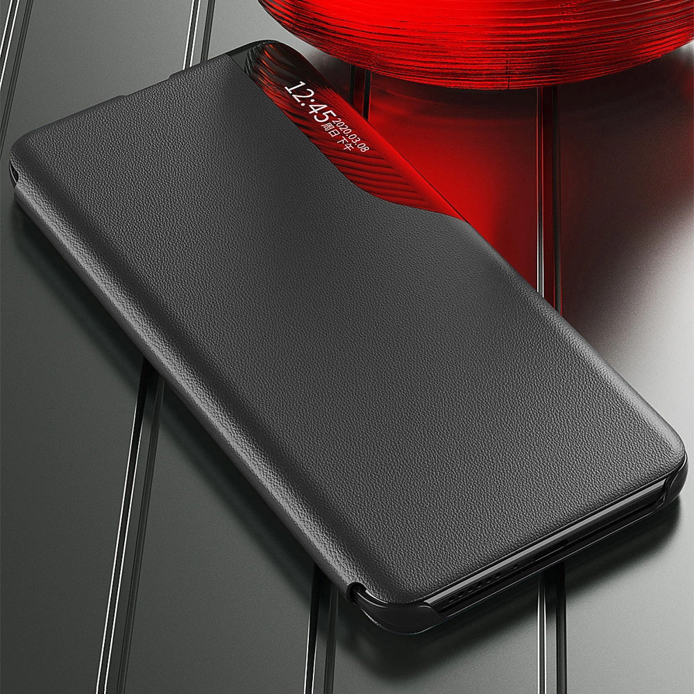 Eco Leather View Case Elegant flip cover case with stand function for Xiaomi Redmi Note 11S / Note 11 blackeng