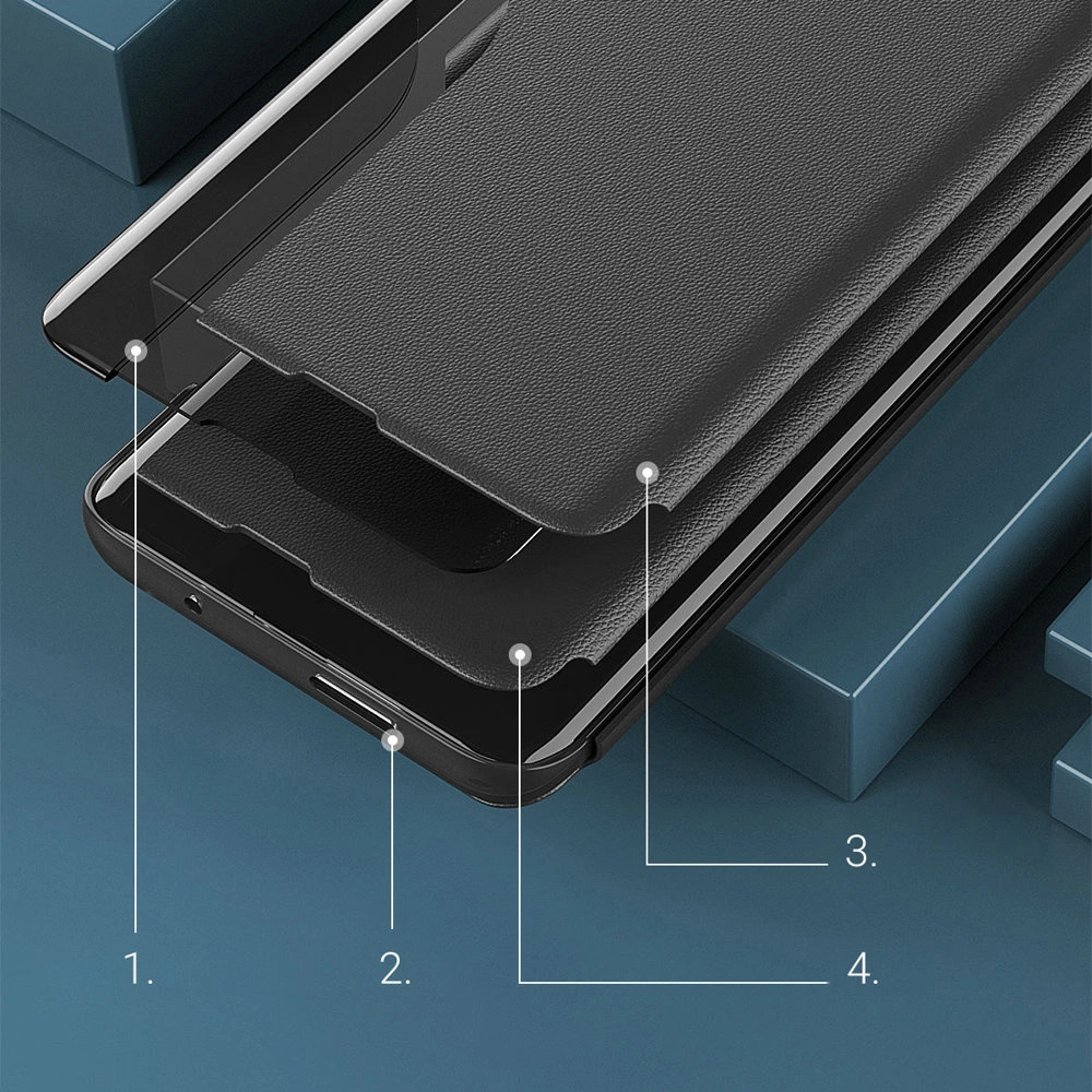 Eco Leather View Case Elegant flip cover case with stand function for Xiaomi Redmi Note 11S / Note 11 blackeng