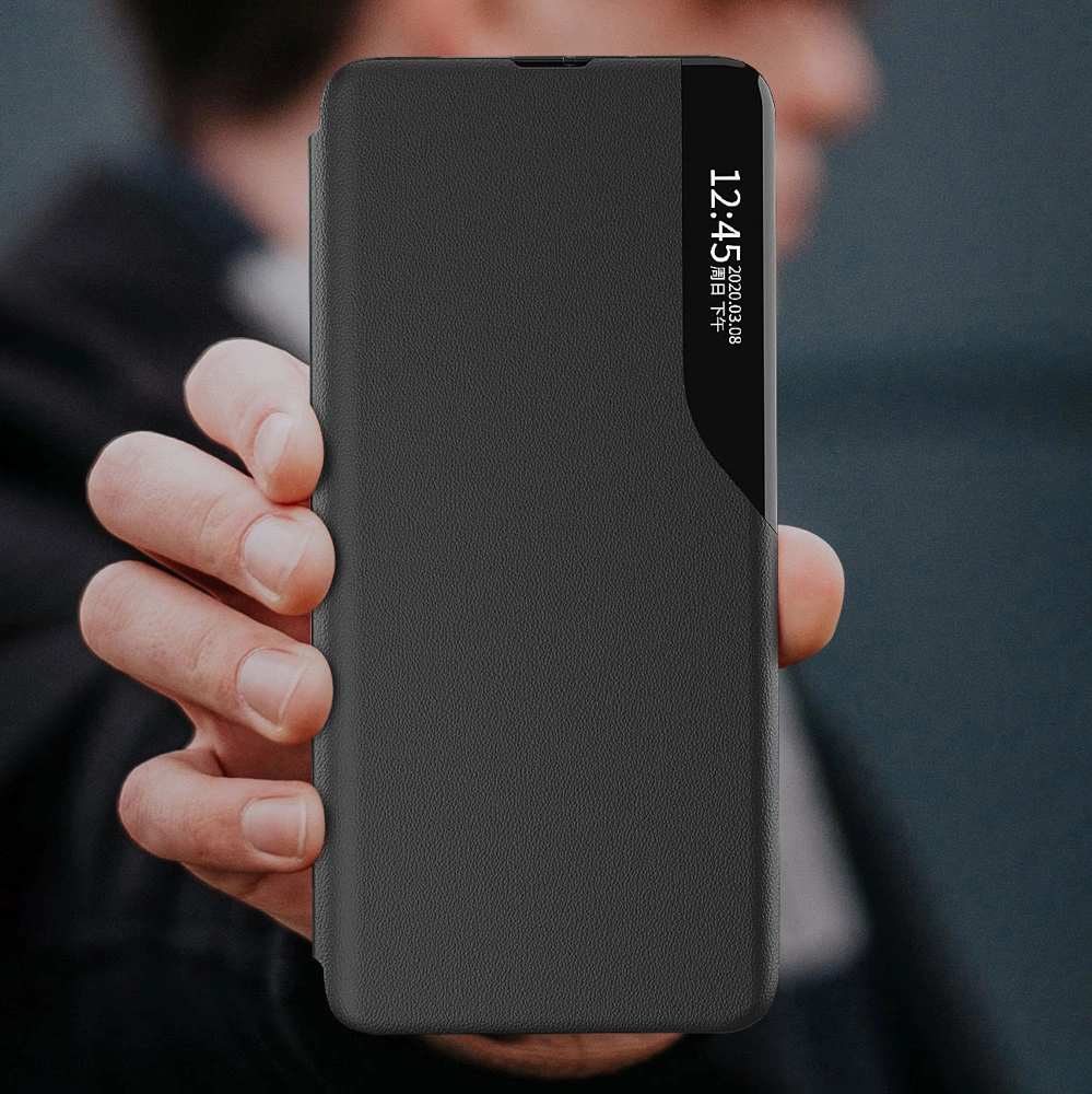 Eco Leather View Case Elegant flip cover case with stand function for Xiaomi Redmi Note 11S / Note 11 blackeng