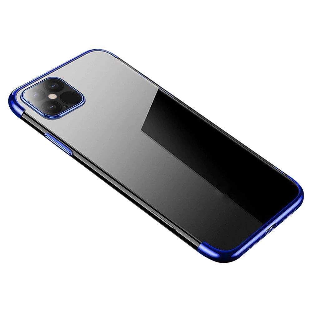 Clear Color case TPU gel cover with a metallic frame for Samsung Galaxy S22 + (S22 Plus) blueeng