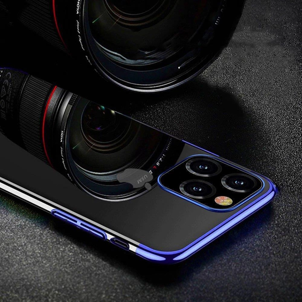Clear Color case TPU gel cover with a metallic frame for Samsung Galaxy S22 + (S22 Plus) blueeng