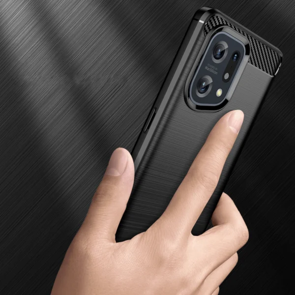 Carbon Case flexible cover case Oppo Find X5 blackeng