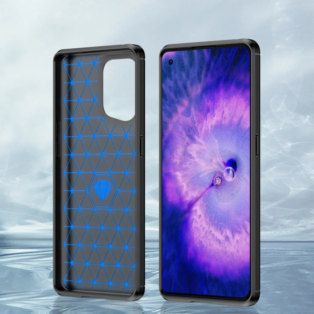 Carbon Case flexible cover case Oppo Find X5 blackeng