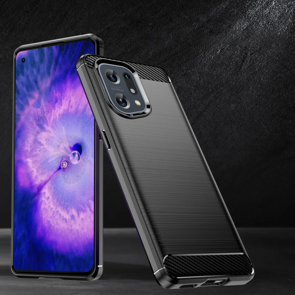 Carbon Case flexible cover case Oppo Find X5 blackeng
