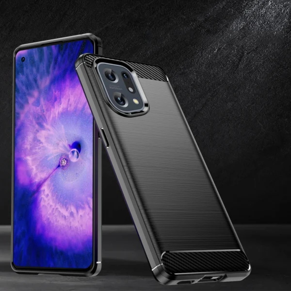 Carbon Case flexible cover case Oppo Find X5 blackeng