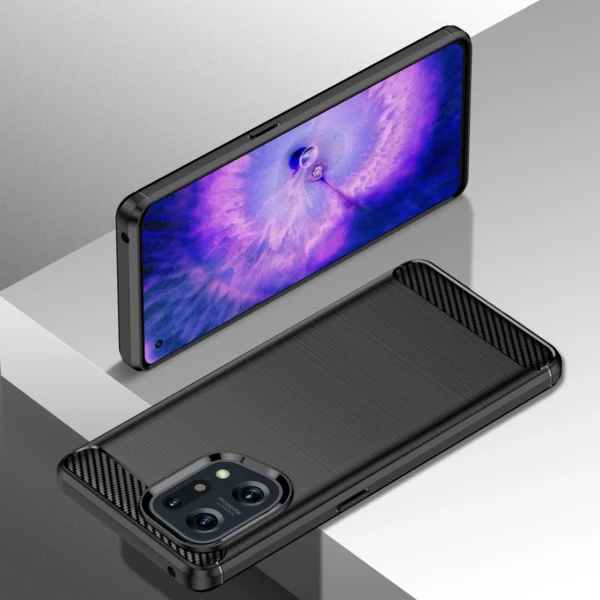 Carbon Case flexible cover case Oppo Find X5 blackeng