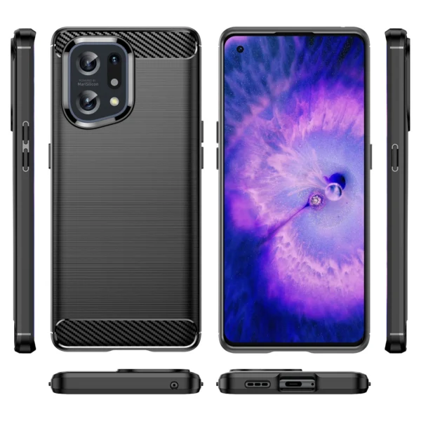Carbon Case flexible cover case Oppo Find X5 blackeng