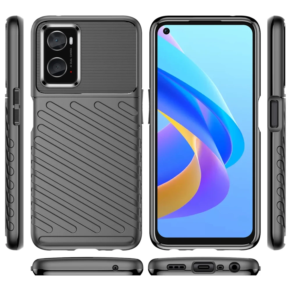 91578_7 Thunder Case flexible armored cover for Oppo A76 / Oppo A36 / Realme 9i blackeng