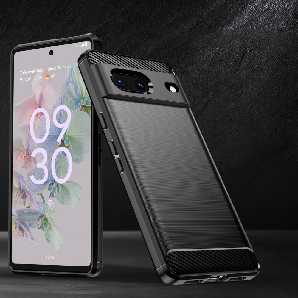 Carbon Case flexible cover for Google Pixel 7 blackeng